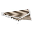 thumbnail image 4 of Awntech 12 Ft Key West Left Motorized Heavy Duty Patio Retractable Awning with Cassette (144in x 9.38in x 120in), Brown/Tan Stripe, 4 of 8