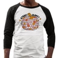 thumbnail image 2 of Spooky and Groovy Three-Quarter Raglan Sleeve Baseball Shirt Unisex X-Small White/Black, 2 of 5