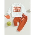 thumbnail image 2 of Fortune Baby Boy Thanksgiving Outfits Letter Print Long Sleeve Sweatshirt Elastic Pants 2 Piece Fall Clothes, 2 of 8