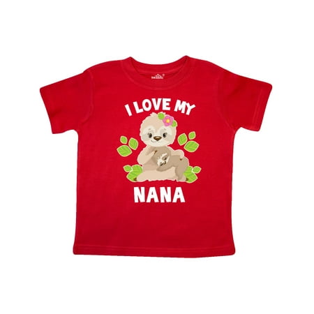 

Inktastic Cute Sloth I Love My Nana with Green Leaves Gift Toddler Boy or Toddler Girl T-Shirt
