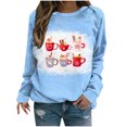 thumbnail image 2 of Jacenvly Valentine'S Day Shirts for Women Clearance Round Neck Blouse Casual Long Sleeve Shirt Soft Comfort Print Women Full Sleeve Tops Loose Shirts Graphic Sweatshirt Sky Blue, 2 of 4