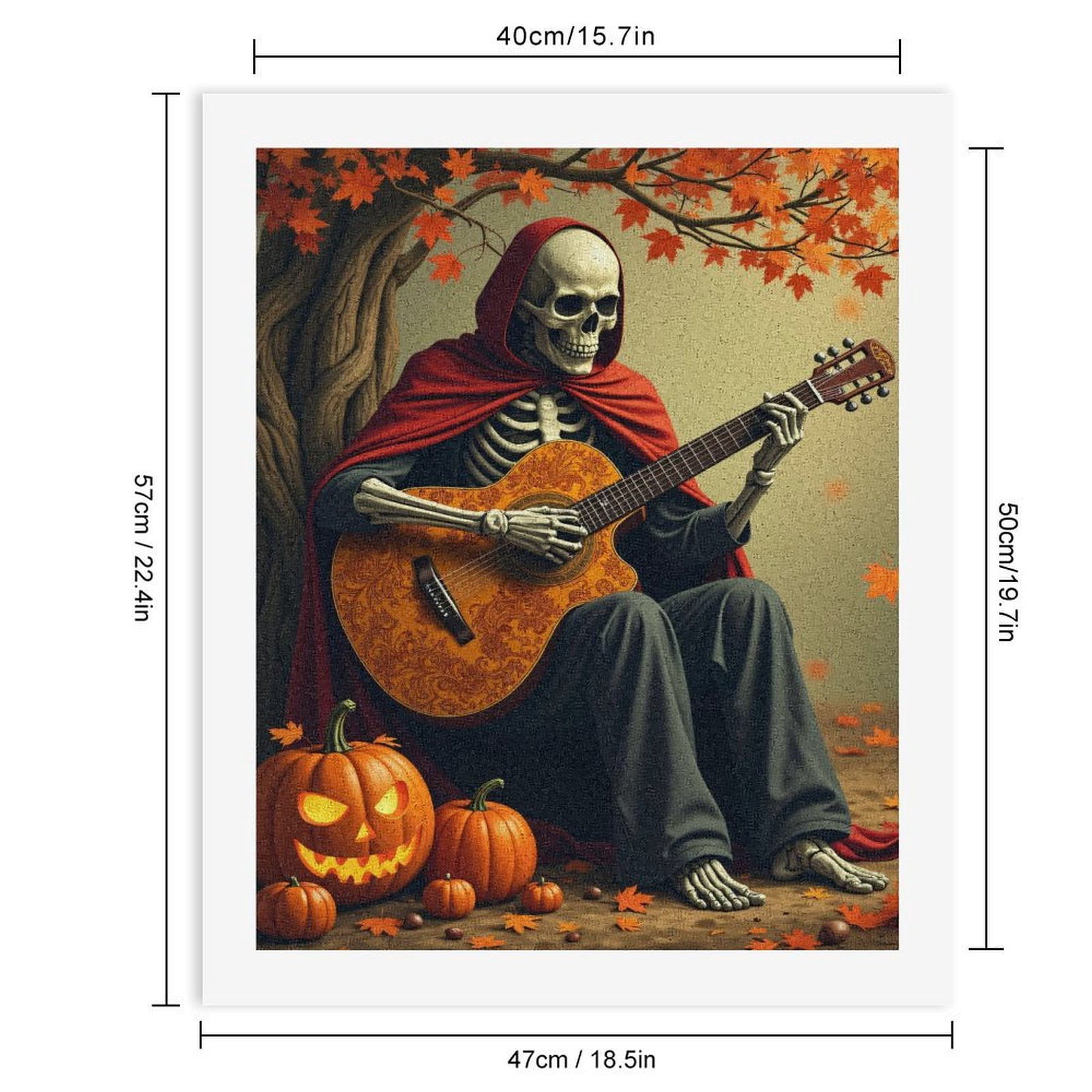 Paint by Numbers Kit for Adults, Skeleton Playing Guitar Halloween Scene Paint by Numbers, Easy Paint by Numbers Kit for Adults Beginner, DIY Adult Paint by Number Kits on Canvas, Home Decor