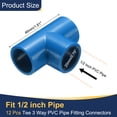 thumbnail image 2 of Uxcell 12Pcs Conector de Tee de 1/2" 3 Vías, Accesorios de Esquina de Grado de Construcción de Muebles para Estructura de Soporte de Jardín, Conexión de Carpa, Azul, 2 of 6