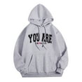 thumbnail image 4 of SIYUDAN Womens Hoodie Long Sleeve Hoodie Women Pullover Baggy Hoodies Dark Blue Hoodies Winter Hoodies for Women Streetwear, 4 of 7