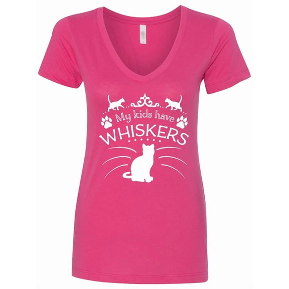 Inktastic My Kids Have Whiskers Cat Family Pets Women's V-Neck T-Shirt