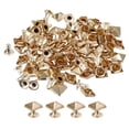 thumbnail image 1 of Unique Bargains 100 Ensembles Rivet Pointe 7mm Pyramide Rivet Rapide Clous Piquets Carrés Or Clair, 1 of 5