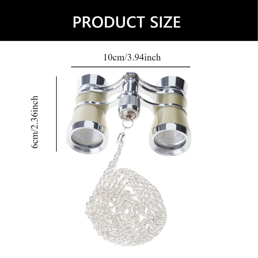 Portable Small Binocular Operas Theater Glasses Metal Operas Glasses with Chain Women Enduring