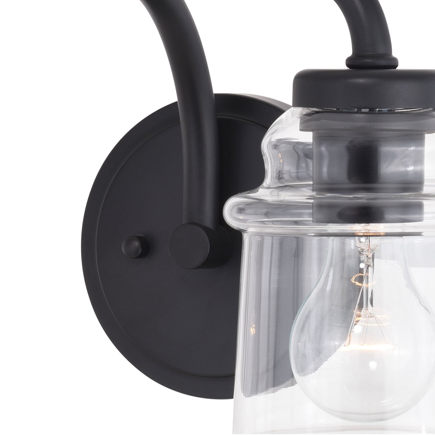 Black Vanity Light Fixture Industrial Bathroom Lighting Clear Glass 2 Light