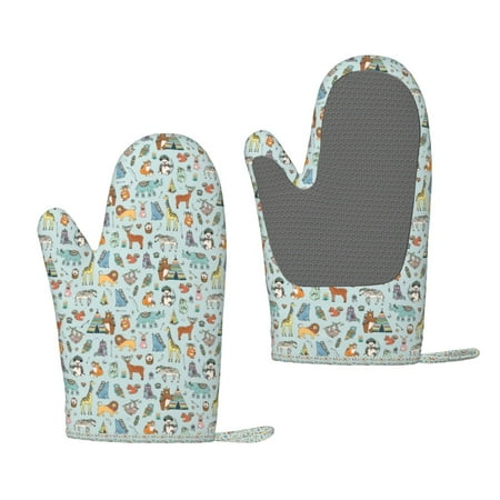

Zufioo Tribal Animals Print Silicone Anti-Scalding Gloves Kitchen Hanging Rope Gloves Kitchen Utensils Suitable for Barbecue Baking Cooking