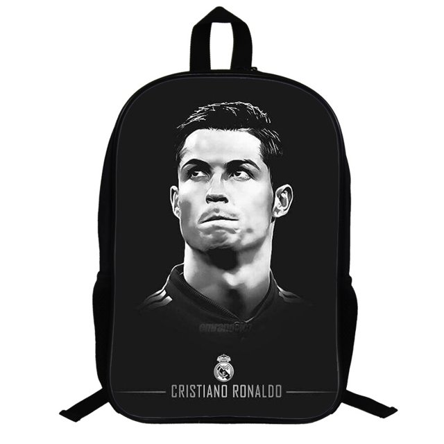 Football Ronaldo Pattern Backpack, Campus Student School Bag, Single Layer Bag-week