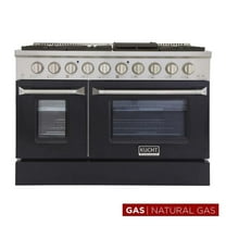 Pemberly Row 48" Stainless Steel Natural Gas Range in Silver and Black