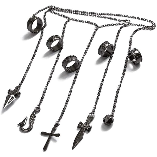 Pulsera de cadena de anime para cosplay, anillo de cadena de cinco dedos, accesorios para disfraz de anime