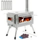 thumbnail image 1 of Estufa de leña para exteriores, estufa portátil para tienda de campaña con tubo de chimenea para cocinar y acampar, 1 of 8