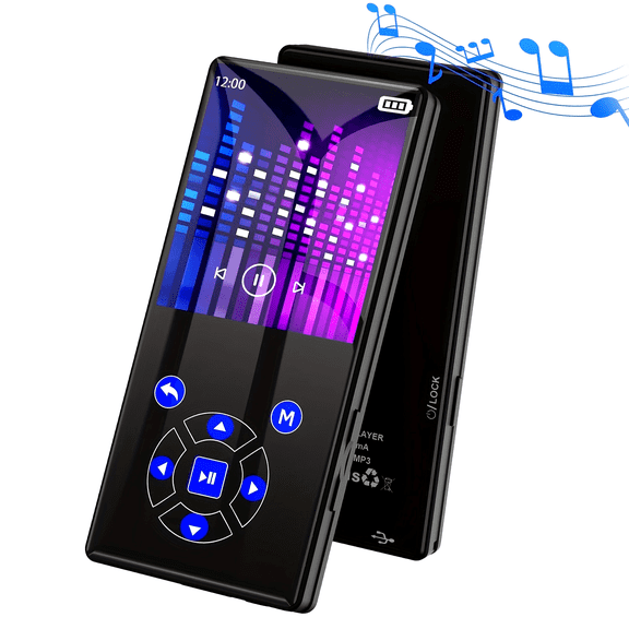 MP3 Player with 64G SD Card Build-in Speaker Portable MP3 FM Radio Photo E-Book Reader MP3 Player for Supports up to 128GB (Black)