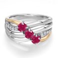 thumbnail image 3 of Gem Stone King 925 Silver and 10K Yellow Gold Red Ruby and Lab Grown Diamond Engagement Ring for Women | 1.20 Cttw | Round 4MM | July Birthstone | Size 5, 3 of 6