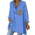 thumbnail image 1 of Pompotops Mode Femmes Bouton Imprimé Manches Longues Inch Chemise Tour-Down Col Tops Blouse, 1 of 9