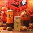 thumbnail image 2 of Juego de 2 vasos de vidrio con diseño de esqueleto para Halloween de 470 ml con tapas y pajillas, 2 of 7
