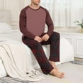 thumbnail image 4 of purcolt Mens Pajamas Set Color Block T-Shirt Comfy Pj Sets Long Sleeve 2-Piece Lounge Set Nightwear Plaid Sleepwear with Pockets, 4 of 7