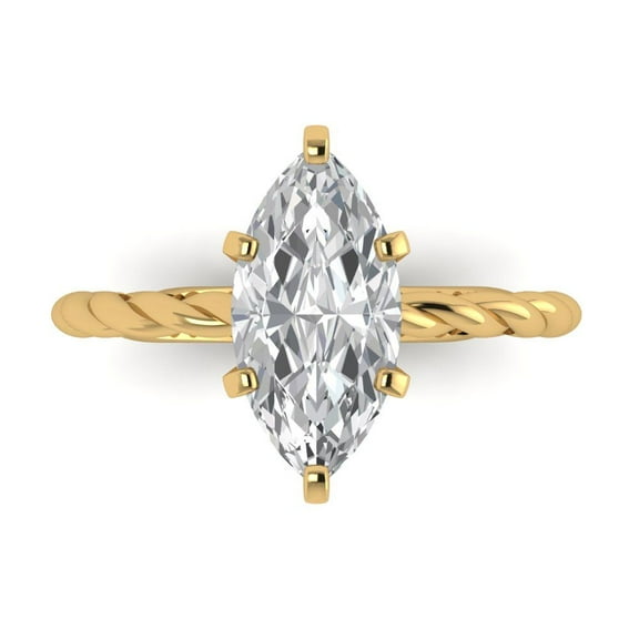 Solitaire Engagement Ring for Women - 2ct White Sapphire in 14K Yellow Gold Promise Ring