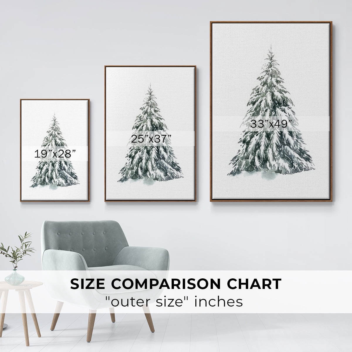 Blue Spruce I - Framed Gallery Wrapped Holiday Canvas - 17 x 25 - Rosewood Frame