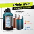 thumbnail image 3 of 64oz/Half Gallon Insuated Water Bottle, (Keep Cold 48H), Leak Proof -Grade Stainless Steel Water Jug With Straw Lid and Atuo Spout Lid, Portable Paracord Handle & Carrier Bag Black Gray, 3 of 7