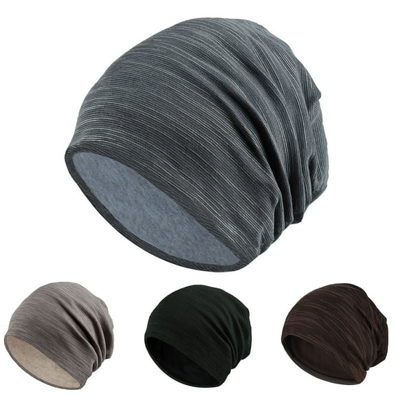 Skymirror Knitted Hat Striped Baggy Slouchy Thin Breathable Windproof Solid Color Spring Autumn Women Men Beanie Skull Cap for Outdoor
