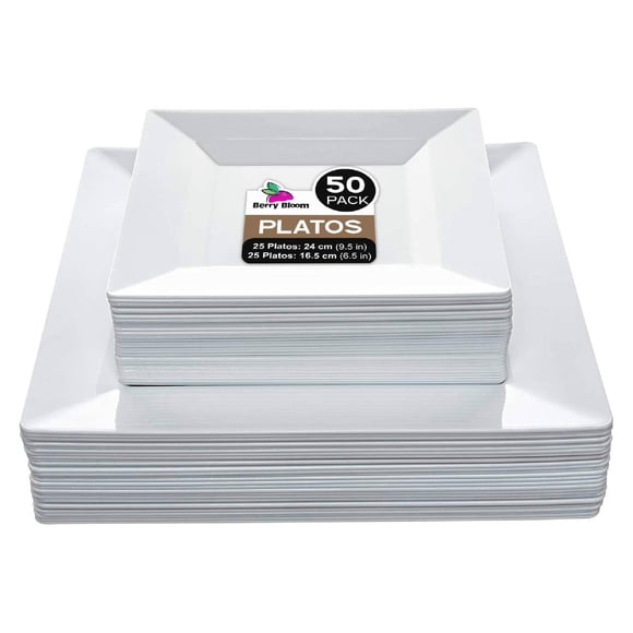 Platos Reutilizables Premium Berry Hip Blancos para Fiesta