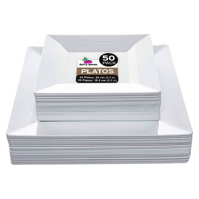 Platos Reutilizables Premium Berry Hip Blancos para Fiesta