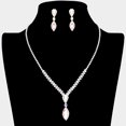 thumbnail image 1 of AB  Silver Teardrop Marquise Stone Accented Rhinestone Necklace I, 1 of 1