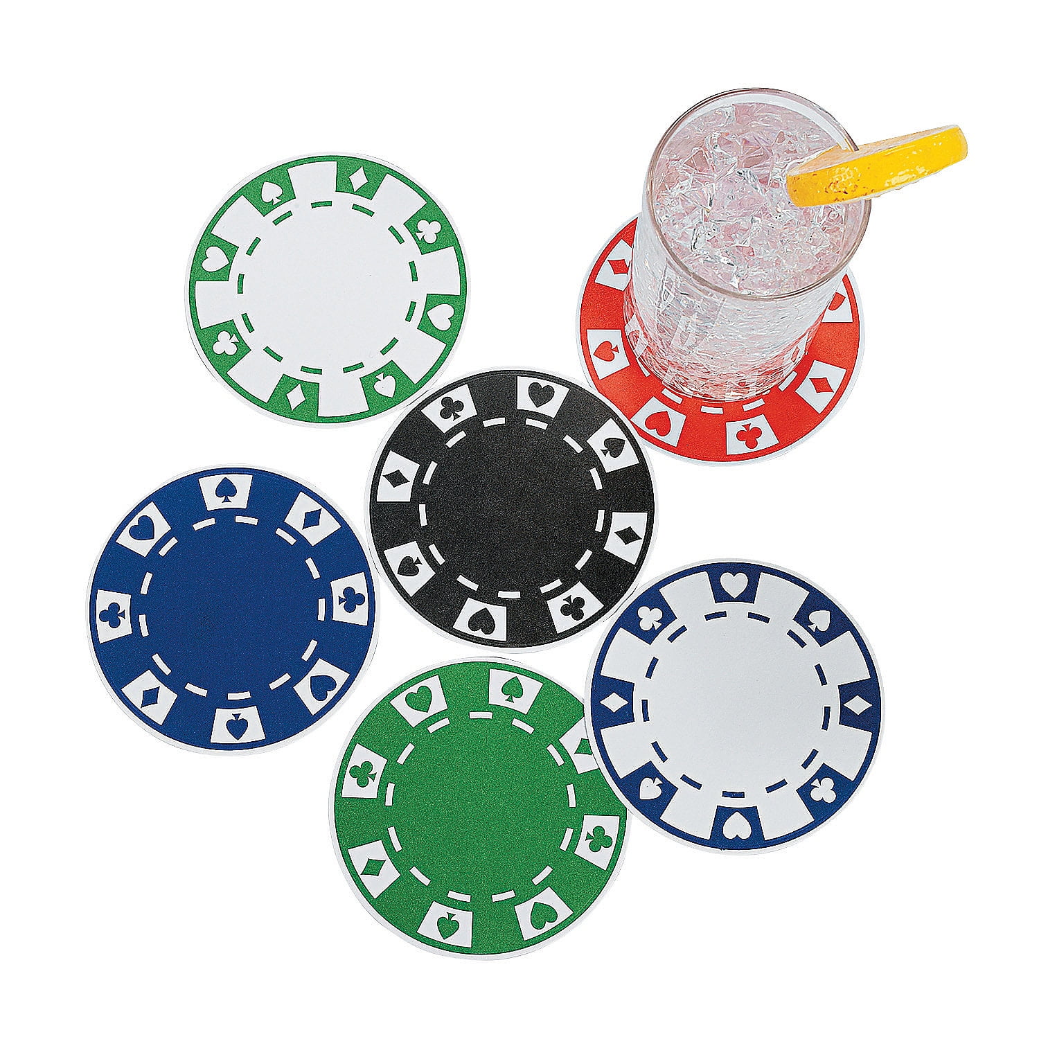 Poker Chip Coasters Party Supplies 12 Pieces