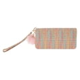 thumbnail image 4 of Unique Bargains 1 Pc Coin Purse Wallet Portable Woven Plush Pom Zip Coin Purse Pouch Pink, 4 of 5