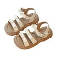 thumbnail image 3 of Wdgfv Girls Summer Sandals Silver Soled Double Bow Tie Roman Shoes for Casual Formal Occasions Comfortable Beige 5-5.5 Years, 3 of 9