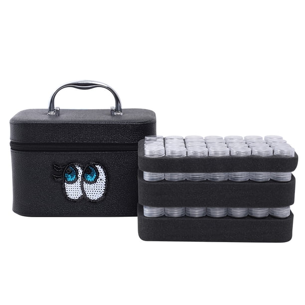 Caja de almacenamiento de diamantes con 84 botellas de plástico transparente Patrón de dibujos animados Leyfeng Caja de almacenaje