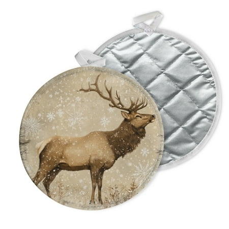 

2 PCS Pot Holders for Kitchen Potholders Sets with Hook for Oven Cooking Baking Elk In The Forest