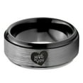 thumbnail image 2 of Tungsten Love You Heart Band Ring 8mm Men Women Comfort Fit Black Step Bevel Edge Brushed Gray Polished, 2 of 4