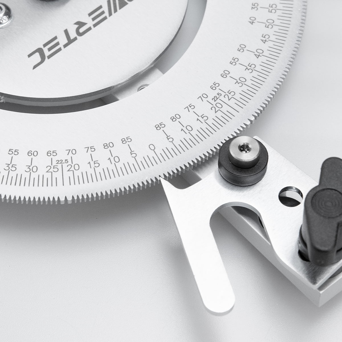POWERTEC Deluxe Miter Gauge for Table Saw | Miter Guide with 120 Angle Stops, Silver (71143)