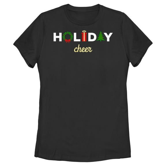 Women's Lost Gods Holiday Cheer Icons Graphic Tee Black Large