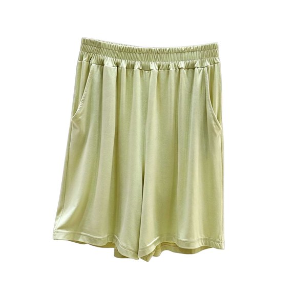 Sleep Shorts for Women Cotton Summer Boxer Shorts for Women Elastic Waist Comfy Pajama Shorts with Pockets Casual Soft Home Bottoms Green XL