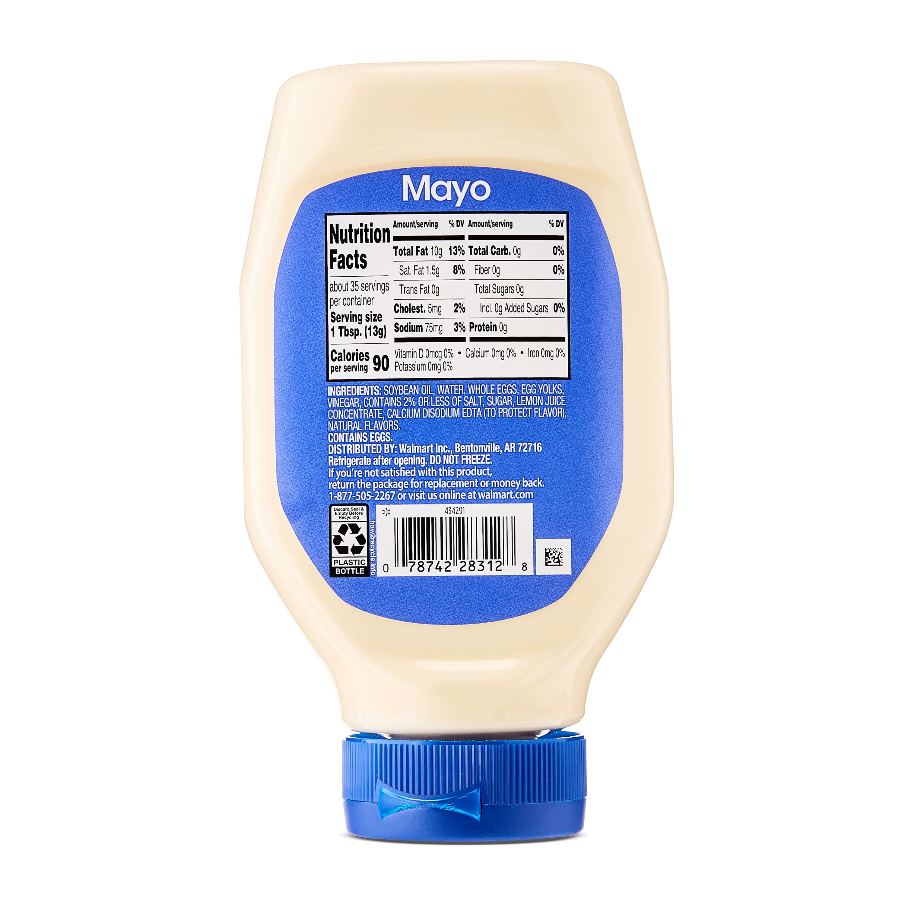 Great Value Mayo, 18 fl oz Squeeze Top Bottle for Sandwiches