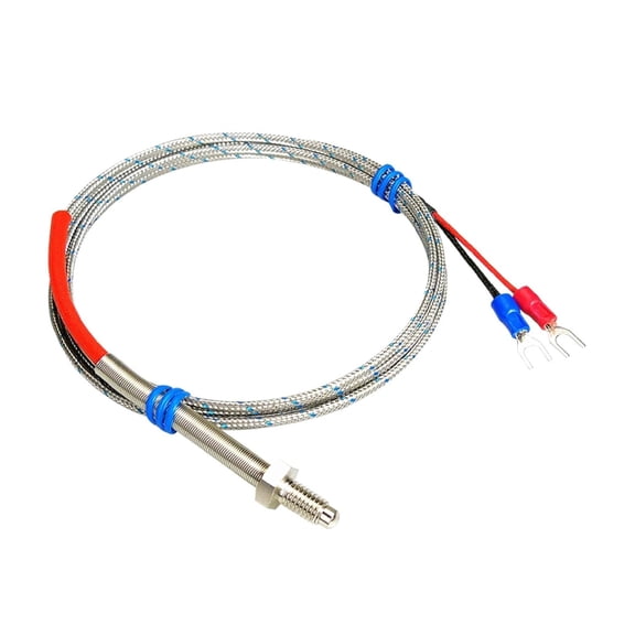 TRIFUNES M6 Threaded Thermocouple K Type Temperature Sensor Probe Spring Loaded Stainless Steel High Temperature Precision Probe 1M