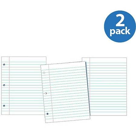 (2 Pack) School Smart 3-Hole Punched Filler Paper with Margin, 8