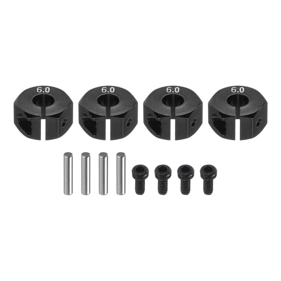 Aluminum 12mm Wheel Hex Hubs Drive Adapters Black 6mm Thickness  for RC Car Upgrade Replacement Parts 4Pcs