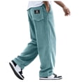 thumbnail image 4 of ZIXKCGDSE Pants for Men Corduroy Open Bottom Casual Drawstring Jogger Straight Trousers Size S, 4 of 4