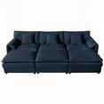 thumbnail image 5 of Modern Minimalist Chenille Sectional Sofa 29.92" Deep with 3 Ottomans & Soft Pillows, 5 of 21