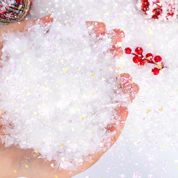 HZXC-5.29oz Christmas Artificial Flake Snow Twinkles Fake Snow Sparkling Snow for Crafts,Powder Filler Snow for Christmas Party Decoration Supplies
