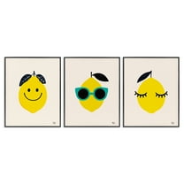 Stupell Industries Hip Summer Lemon Faces Food & Beverage Painting Black Framed Art Print Wall Art, 11 x 14, Set of 3