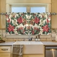 thumbnail image 2 of Yayeee Kitchen Curtains Tier Set of 2 Light Filtering 57"x24" Over Sink Window Panels, Red Christmas Poinsettia, 2 of 7