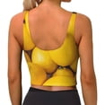 thumbnail image 3 of Xecao Ripe Yellow Lemon for Sports Bra with Removable Pads, Crop Tank Top Design, Women's Longline Sports Bra - Non-Wired - Medium, 3 of 9