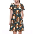 thumbnail image 1 of Lsque Robe Décontractée pour Femmes Imprimé Chiot Mignon T-Shirt Été Manches Courtes Col Rond Robes Évasées, 1 of 6