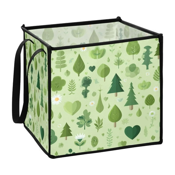 Home Organizer Foldable Fabric Storage Bin With Handle Set with Earth Flowers